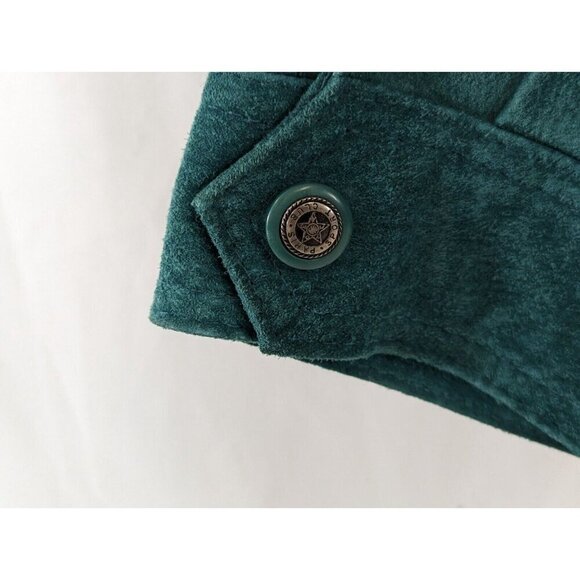Paris Sport Club Womens Suede Turquoise Bomber Jacket Vtg Size Large Leaf Motif - Picture 3 of 16